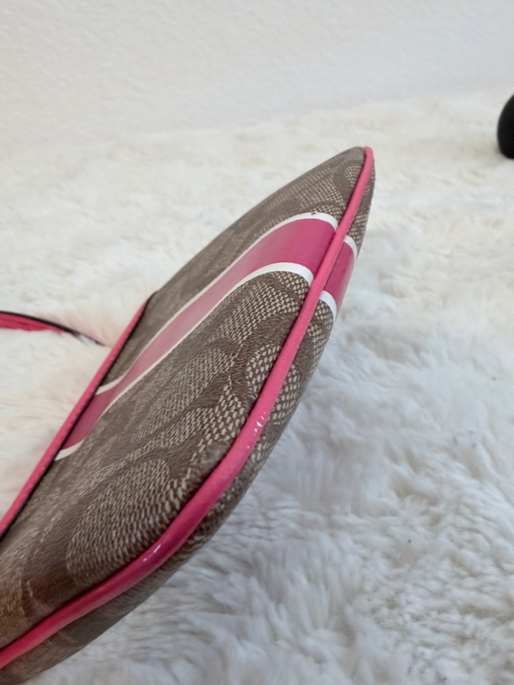 Coach Brown Signature Wristlet with Pink Stripe - Picture 3 of 12